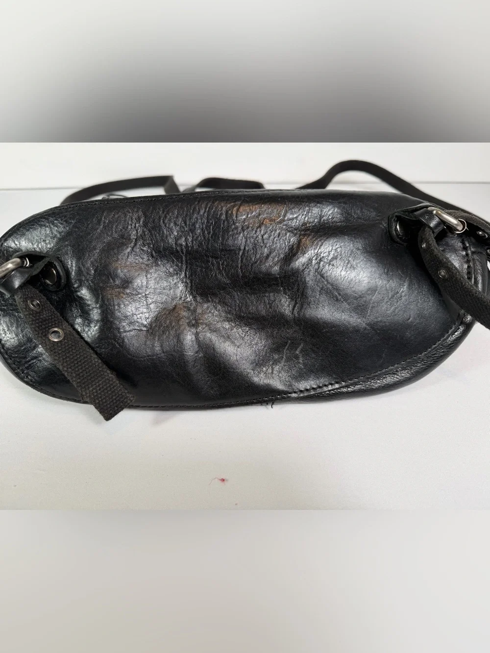 Patrica Nash black leather drawstring backpack